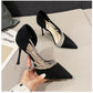 Pumps Women New Autumn Evening Party High Heels Ladies Pointed Toe Nude Leather Black Suede Gold Patent Leather Strappy