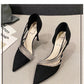 Pumps Women New Autumn Evening Party High Heels Ladies Pointed Toe Nude Leather Black Suede Gold Patent Leather Strappy