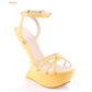 Strange Style Heel Women Novelty Shoes Metallic Leather Fashion High Heels Slingback T-Tied Mixed Color Summer Sandals