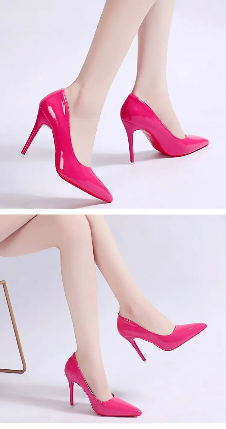 Plus Size Women Shoes Pointed Toe Pumps Patent Leather Dress High Heels Shoes Wedding Heeled Shoes Zapatos Mujer Women's Pumps