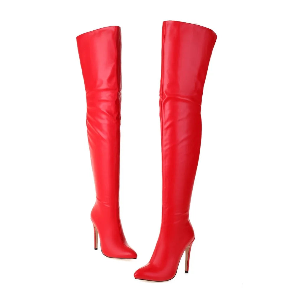 New Sexy Stiletto High Heels Over The Knee Long Boots Women Thigh High Boots Night-club Dancing Fetish Shoes Lady Big Size 45 46