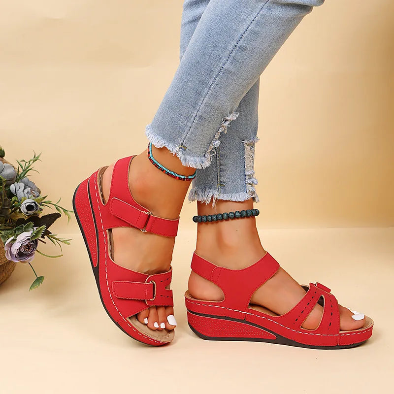 New 2024 Summer Casual Fish Mouth Sandals, Roman Style Sandals, Women Wear Velcro Casual Shoes, Beach Shoes