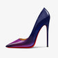 2024 New European and American Blue Purple Gradient 12cm Ultra High Heels Women's Slender Heels Sexy Pointy Large Red Sole Shoes