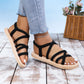 Women's Fashionable Lace-up Non-Slip Wear-Resistant Soft Bottom Comfortable Flat Heel Sandals