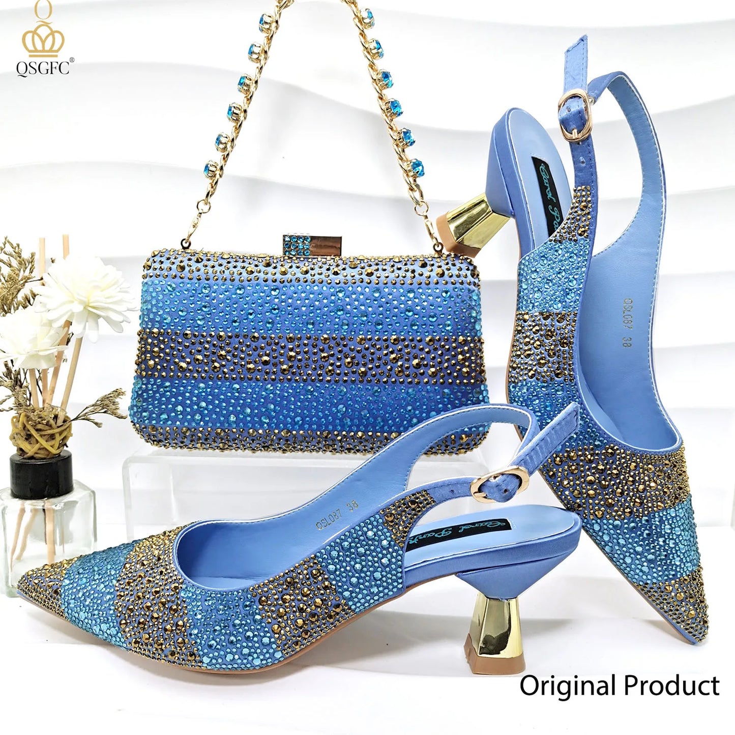 QSGFC Ladies High Quality Women's Pumps A Pair shoes Or set Italian Fashion Design Black Gold Color Bag For Nigeria Wedding