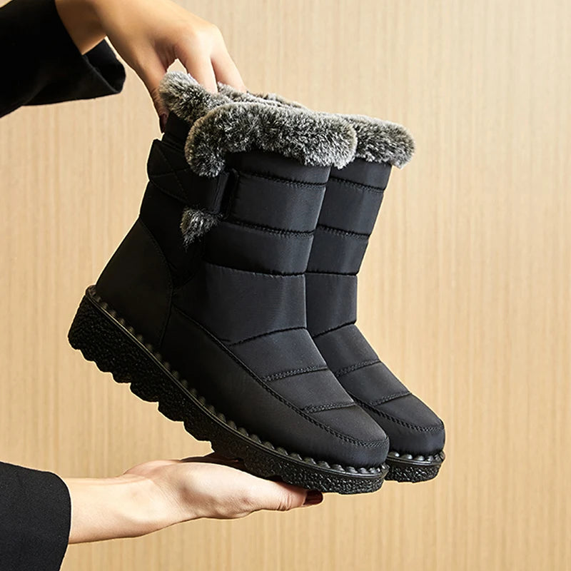 Waterproof Winter Boots for Women 2024 New Faux Fur Long Plush Snow Boots Woman Platform Ankle Boots Warm Cotton Couples Shoes