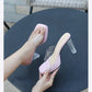 2023Transparent PVC Slippers Crystal Cup high-heeled Sexy Casual Shoes Plus Size  Women Open Toe Transparent Slippers