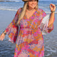 Plus Size Ruched Printed Long Sleeve Dress