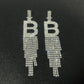 Fashion Jewelry 925 Silver Needle Ornaments Rhinestone Letter B Earrings Banquet Tassel Ear Ornaments Female