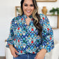 Double Take Full Size Printed Balloon Sleeve Blouse