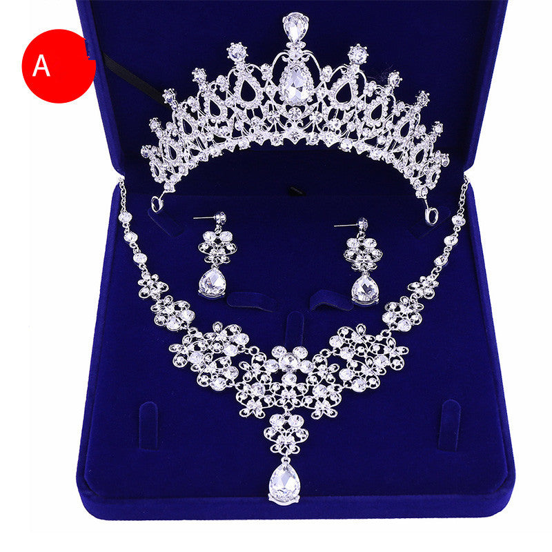 Bridal Headwear Crown Pearl Wedding Necklace Earrings Jewelry Set