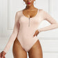 Half Zip Scoop Neck Long Sleeve Bodysuit