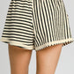 Umgee Elastic Waist Striped Shorts with Pockets