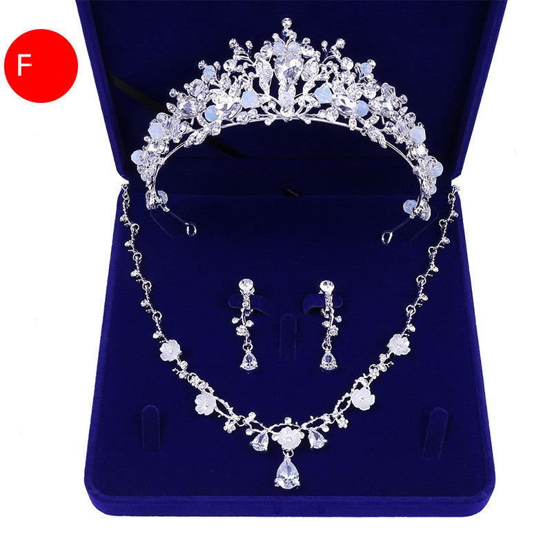 Bridal Headwear Crown Pearl Wedding Necklace Earrings Jewelry Set