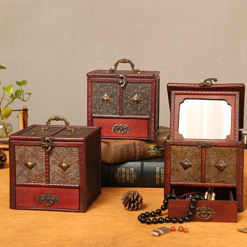 Chinese Vintage Wooden Jewelry Storage Box