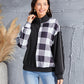 Plaid Exposed Seam Long Sleeve Blouse