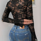 Perfee Lace Mock Neck Long Sleeve Bodysuit