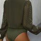 Perfee Ruched Surplice Long Sleeve Bodysuit