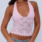 Lace Backless Halter Neck Cami