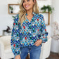 Double Take Full Size Printed Balloon Sleeve Blouse