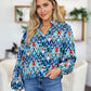 Double Take Full Size Printed Balloon Sleeve Blouse