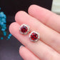 Garnet Stud Earrings 925 Silver Inlaid Colored Gems Jewelry