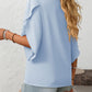 Mandy Ruffled Asymmetrical Neck Half Sleeve Blouse