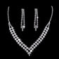 Full Rhinestone Zircon Water Drop Necklace Earrings Jewelry Set