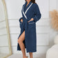 Contrast Trim Tie Waist Lounge Nightgown with Pockets