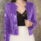 Full Size Sequin Open Front Cropped Jacket