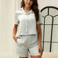 Button Down Short Sleeve Top and Shorts Lounge Set