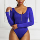 Half Zip Scoop Neck Long Sleeve Bodysuit