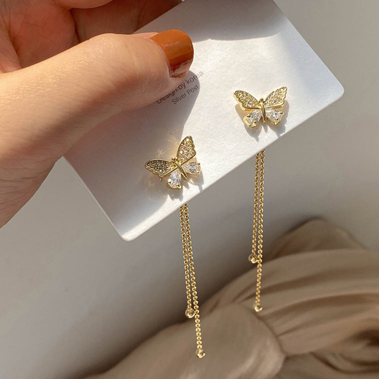 Rhinestone Butterfly Earrings Gift Jewelry