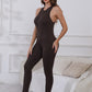 Half Zip Wide Strap Active Jumpsuit