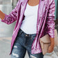 Sequin Lapel Collar Long Sleeve Blazer