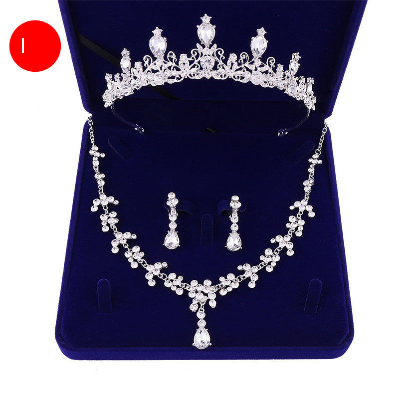 Bridal Headwear Crown Pearl Wedding Necklace Earrings Jewelry Set