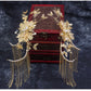 Maple Leaf Chinese Bridal Wedding Handmade Head Jewelry Tassel Earrings