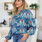 Double Take Full Size Printed Balloon Sleeve Blouse