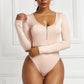 Half Zip Scoop Neck Long Sleeve Bodysuit