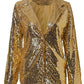 Sequin Lapel Collar Long Sleeve Blazer