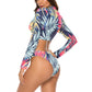 Printed Zip Up Three-Piece Swim Set