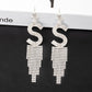 Fashion Jewelry 925 Silver Needle Ornaments Rhinestone Letter B Earrings Banquet Tassel Ear Ornaments Female