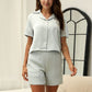 Button Down Short Sleeve Top and Shorts Lounge Set