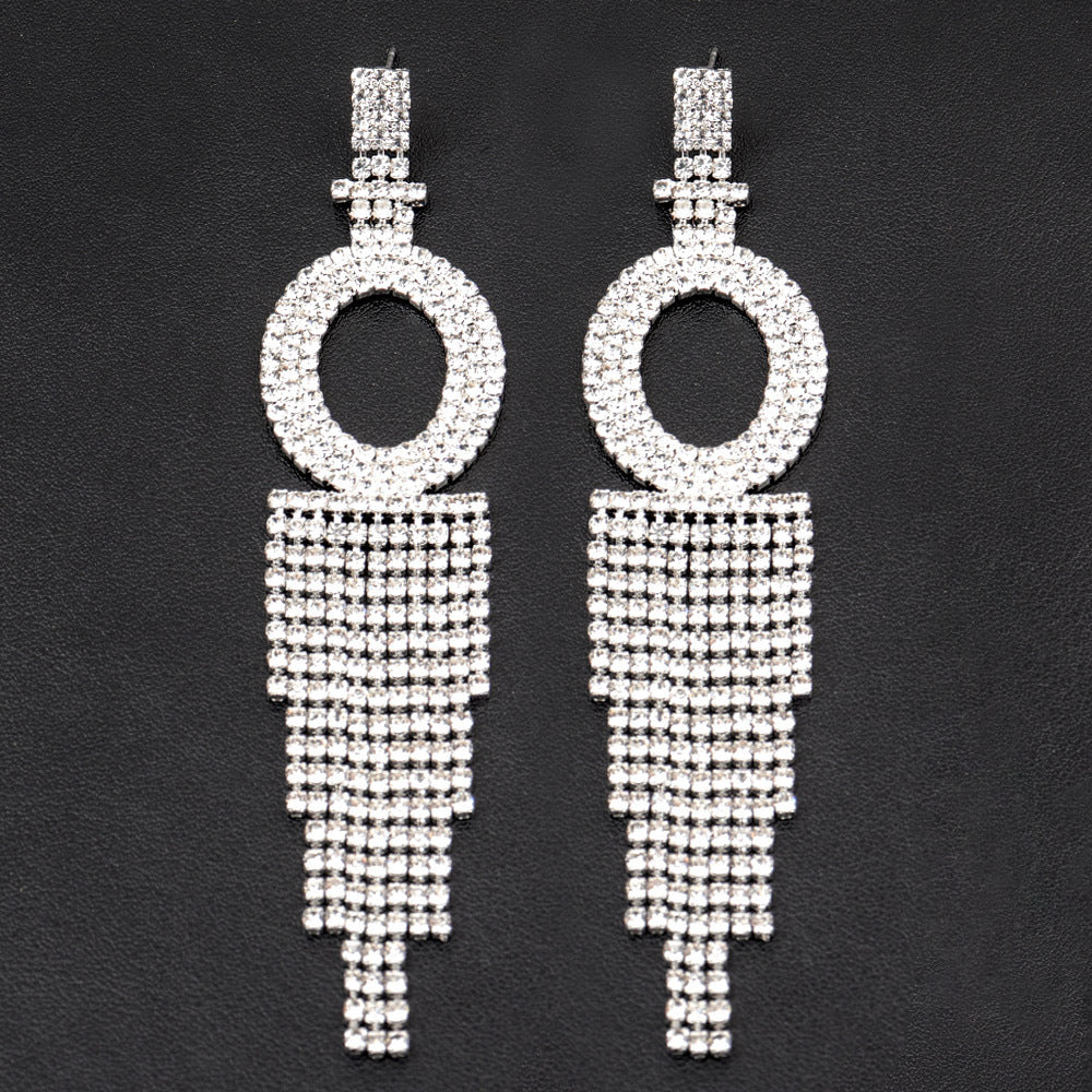 Fashion Jewelry 925 Silver Needle Ornaments Rhinestone Letter B Earrings Banquet Tassel Ear Ornaments Female