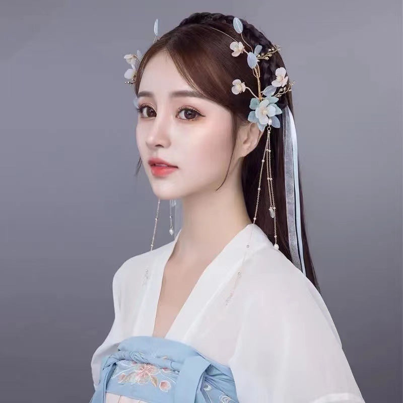 Hanfu Headdress Ancient Style Tassel Streamer Hair Crown Jewelry