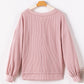 Texture V-Neck Long Sleeve Sweatshirt