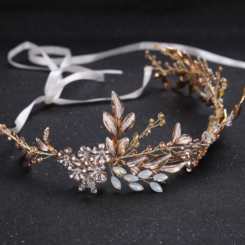 Bridal Jewelry Leaf Shape Rhinestone Alloy Headband