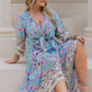 Plus Size Printed Tie Neck Top and Skirt Set