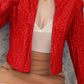 Full Size Sequin Open Front Cropped Jacket