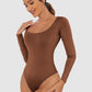 Full Size Scoop Neck Long Sleeve Bodysuit